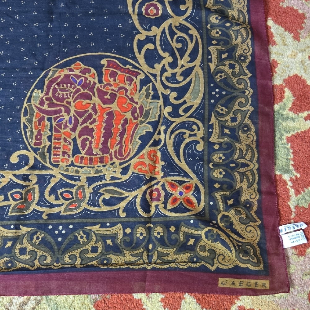Vintage Jaeger Elephant Cotton Scarf